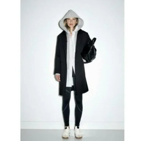 ZARA CONTRASTING COAT WITH REMOVABLE HOOD - Picture 1 of 6
